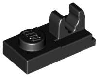 Lego (U) ~ Plate Modified 1 x 2 with Clip with Center Cut on Top ~ [Black]