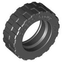 Lego (U) ~ Tire 17.5mm D. x 6mm with Shallow Staggered Treads - Band Around Center of Tre ~ [Black]