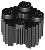 Lego (N) ~ Brick Round 2 x 2 with Axle Hole and Grille / Fluted Profile ~ [Black]