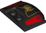 Lego (N) ~ Wedge 3 x 4 x 2/3 Triple Curved with Gold Spider Logo and Red and Dark Red Pane ~ [Black]
