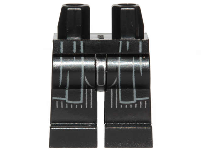 Lego (N) ~ Hips and Legs with Dark Bluish Gray Robe End Outlines Silver Vertical Stripes a ~ [Black]