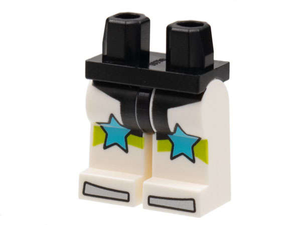 Lego (N) ~ Hips and White Legs with Black Narrow Leotard Medium Azure Star Knee Pads with  ~ [Black]