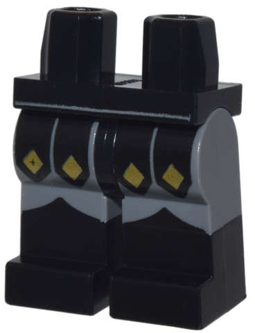 Lego NEW - Hips and Dark Bluish Gray Legs with Molded Black Lower Legs / Boots and Printed~ [Black]