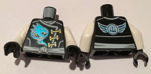 Lego (N) ~ Torso Ninjago Robe with Gold Clasps Zane Power Symbol White Sash and Emblem and ~ [Black]