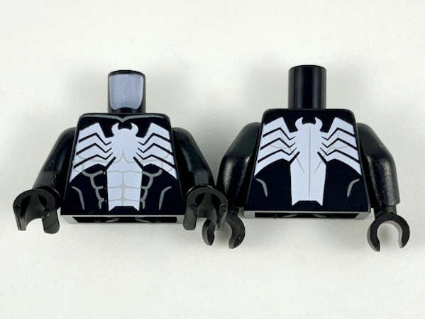 Lego (N) ~ Torso with Dark Bluish Gray Muscles Outline and White Spider Wide Abdomen Front ~ [Black]