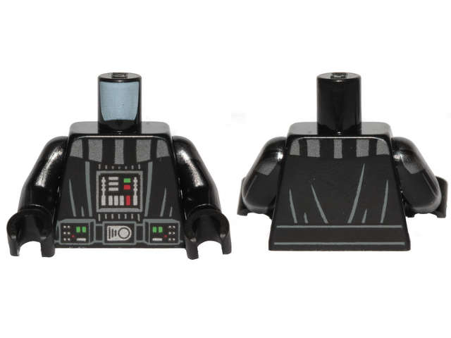 Lego (N) ~ Torso SW Darth Vader Armor Robe and Back Pattern / Black Arms with Silver Armor ~ [Black]