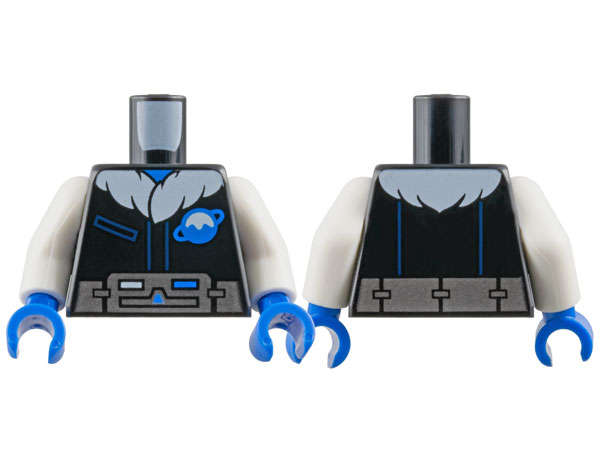 Lego (N) ~ Torso Jacket with Dark Blue Pocket White Fur Collar and Blue Ice Planet Logo Si ~ [Black]