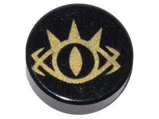 Lego (N) ~ Tile Round 1 x 1 with Goblin King Eye Pattern ~ [Black]