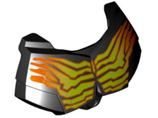 Lego (N) ~ Large Figure Chest Armor Small with Yellow and Orange Cracked Muscle Lines Patt ~ [Black]