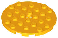 Lego (N) ~ Plate Round 6 x 6 with Hole ~ [Bright Light Orange]