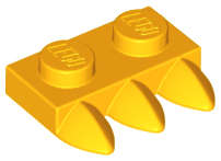 Lego (N) ~ Plate Modified 1 x 2 with 3 Teeth ~ [Bright Light Orange]