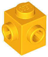 Lego (N) ~ Brick Modified 1 x 1 with Studs on 2 Sides Adjacent ~ [Bright Light Orange]