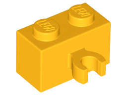 Lego (N) ~ Brick Modified 1 x 2 with Open O Clip Thick (Vertical Grip) ~ [Bright Light Orange]