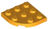 Lego (N) ~ Plate Round Corner 3 x 3 ~ [Bright Light Orange]
