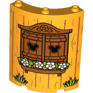 Lego (N) ~ Cylinder Quarter 4 x 4 x 6 with Grass Flowers Mickey Mouse Heads  ~ [Bright Light Orange]