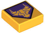 Lego (N) ~ Tile 1 x 1 with Bright Light Orange Bull on Dark Purple Pentagona ~ [Bright Light Orange]