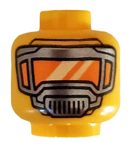Lego (N) ~ Minifigure Head Pearl Dark Gray Mask with Orange Visor Pattern ~ [Bright Light Orange]