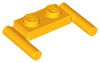 Lego (N) ~ Plate Modified 1 x 2 with Bar Handles - Flat Ends Low Attachment ~ [Bright Light Orange]