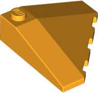 Lego (N) ~ Wedge 4 x 4 (Slope 18 Corner) ~ [Bright Light Orange]