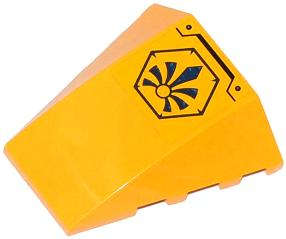 Lego (U) ~ Wedge 4 x 4 Triple Curved No Studs with Black Chima Logo in Hexa ~ [Bright Light Orange]