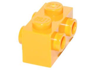 Lego (U) ~ Brick Modified 1 x 2 with Studs on 2 Sides ~ [Bright Light Orange]