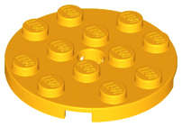 Lego (N) ~ Plate Round 4 x 4 with Hole ~ [Bright Light Orange]