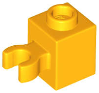 Lego (N) ~ Brick Modified 1 x 1 with Open O Clip (Vertical Grip) - Hollow St ~ [Bright Light Orange]