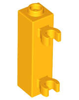 Lego (N) ~ Brick Modified 1 x 1 x 3 with 2 Clips (Vertical Grip) - Hollow St ~ [Bright Light Orange]