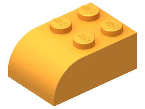 Lego (N) ~ Slope Curved 3 x 2 with 4 Studs ~ [Bright Light Orange]