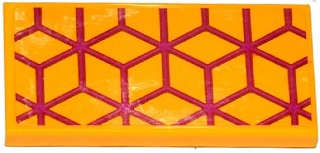 Lego (U) ~ Tile 2 x 4 with Magenta Diamond Cube Geometric Pattern (Sticker) ~ [Bright Light Orange]