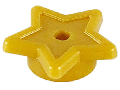 Lego (U) ~ Plate Round 1 x 1 with Star and Small Pin Hole ~ [Pearl Gold]