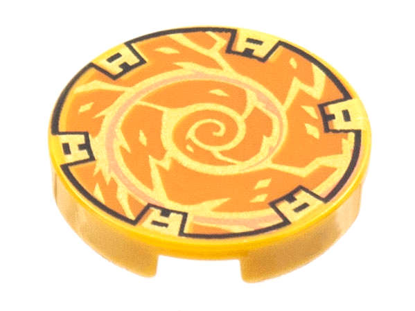 Lego (N) ~ Tile Round 2 x 2 with Bottom Stud Holder with Copper Spiral and Gold Elect ~ [Pearl Gold]