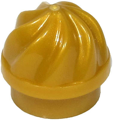 Lego (U) ~ Plate Round 1 x 1 with Vertical Swirl / Twist ~ [Pearl Gold]
