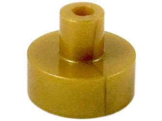 Lego (U) ~ Tile Round 1 x 1 with Bar and Pin Holder ~ [Pearl Gold]