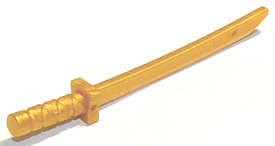 Lego (N) ~ Minifigure Weapon Sword Shamshir / Katana (Square Guard) with Capped Pomme ~ [Pearl Gold]