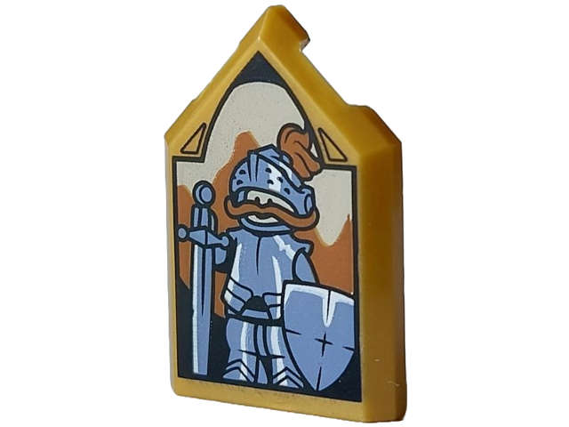 Lego (N) ~ Tile Modified 2 x 3 Pentagonal with HP Portrait - Sir Cadogan Pattern ~ [Pearl Gold]
