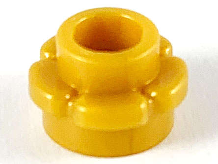 Lego (N) ~ Plate Round 1 x 1 with Flower Edge (5 Petals) ~ [Pearl Gold]