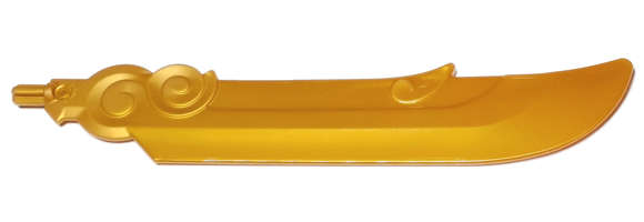 Lego (N) ~ Large Figure Weapon Blade Rounded Swirls and Spike with Axle ~ [Pearl Gold]