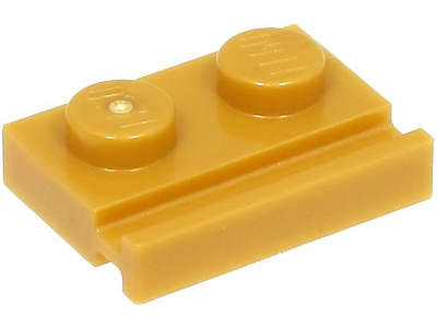 Lego (N) ~ Plate Modified 1 x 2 with Door Rail ~ [Pearl Gold]
