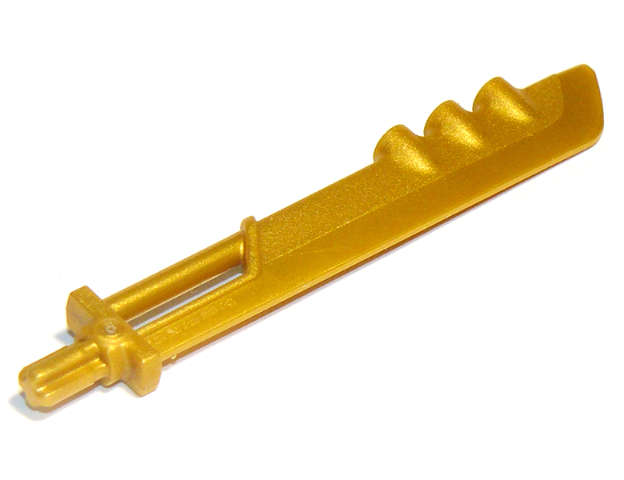 Lego (N) ~ Large Figure Weapon Blade with 3 Bar Holders and Axle ~ [Pearl Gold]