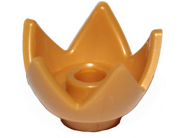 Lego (N) ~ Minifigure Headgear Crown Eggshell with 5 Points and Center Stud ~ [Pearl Gold]