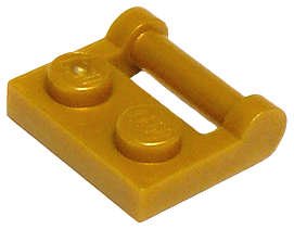 Lego (N) ~ Plate Modified 1 x 2 with Bar Handle on Side - Closed Ends ~ [Pearl Gold]