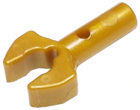 Lego (N) ~ Bar 1L with Clip Mechanical Claw - Cut Edges and Hole on Side ~ [Pearl Gold]