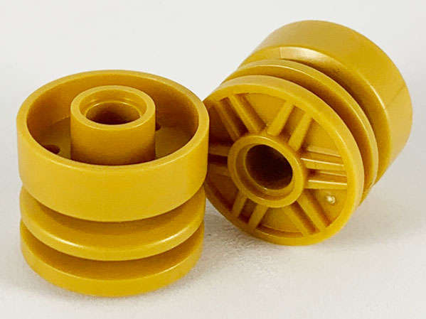 Lego (U) ~ Wheel 18mm D. x 14mm with Pin Hole Fake Bolts and Shallow Spokes ~ [Pearl Gold]
