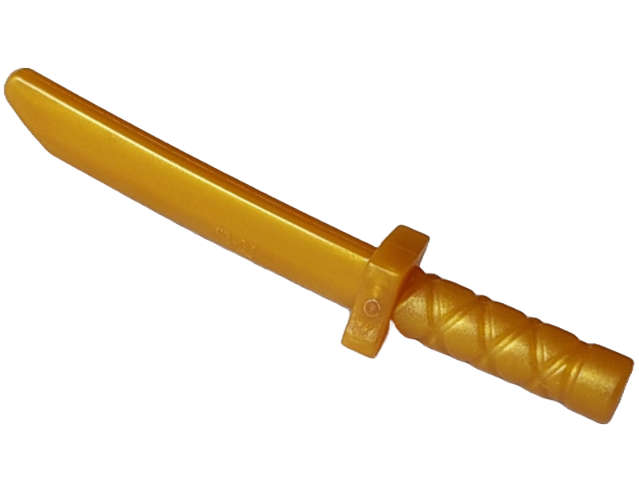 Lego (N) ~ Minifigure Weapon Sword Shamshir / Katana with Short Blade ~ [Pearl Gold]