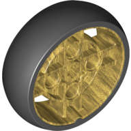 Lego (N) ~ Wheel 43 x 14 Technic with Axle Hole and 4 Pin Holes with Molded Black Har ~ [Pearl Gold]