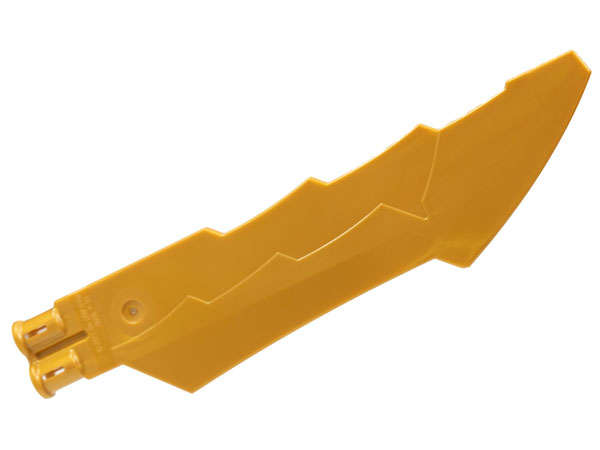 Lego (N) ~ Propeller 1 Blade 14L with 2 Axle Holes and Jagged Edges (Sword Blade) ~ [Pearl Gold]