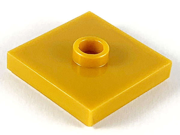 Lego (N) ~ Plate Modified 2 x 2 with Groove and 1 Stud in Center (Jumper) ~ [Pearl Gold]