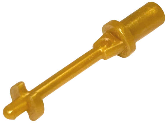 Lego (U) ~ Minifigure Utensil Ski Pole 3L with Handle Stop Ring and Side Stops ~ [Pearl Gold]