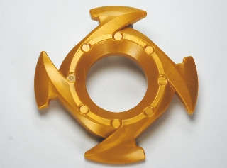 Lego (N) ~ Ring 4 x 4 with 2 x 2 Hole and 4 Arrow Ends (Ninjago Spinner Crown) ~ [Pearl Gold]